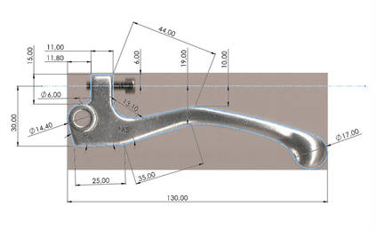 Brake Lever Technical Drawing by PK Fabrication