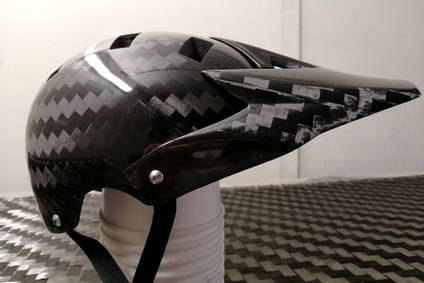 Carbon Fibre Bike Helmet with Visor Fitted by Bruce Creations