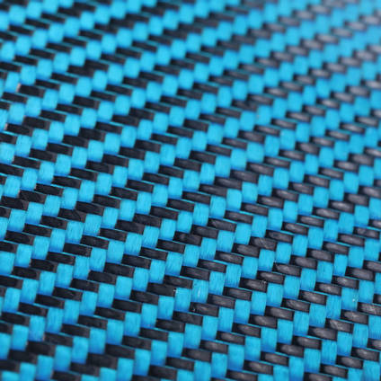 Blue Carbon FIbre Cloth 2/2 Twill Cured Laminate Sample