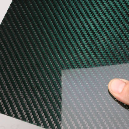 Green Carbon Fibre Cloth 2x2 Twill Cured Laminate Sample