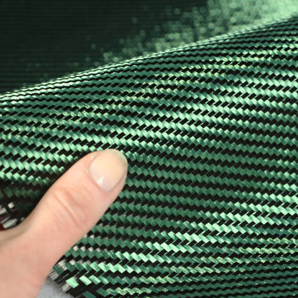 Green Carbon Fibre Cloth 2x2 Twill In Hand