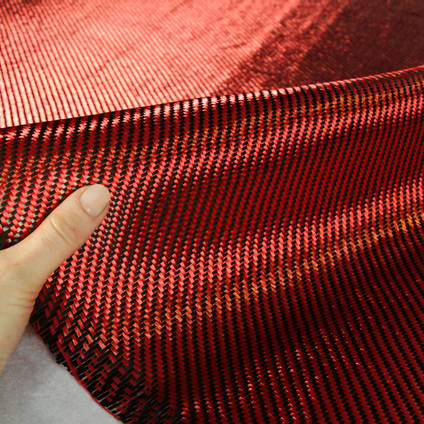 Red Carbon Fibre Cloth 2x2 Twill In Hand