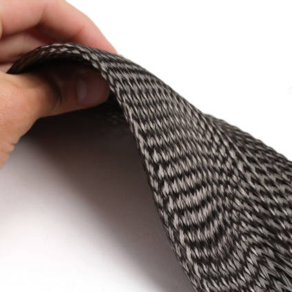 125mm Braided Carbon Fibre Sleeve in Hand