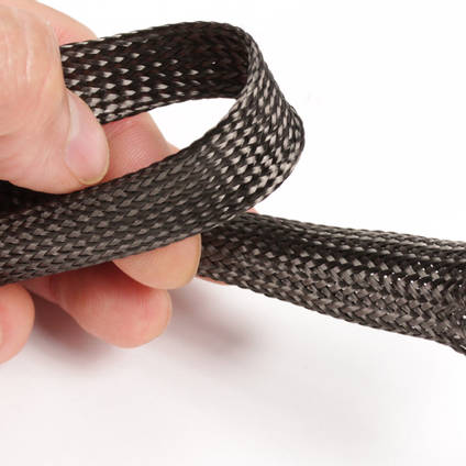 5mm Braided Carbon Fibre Sleeve in Hand