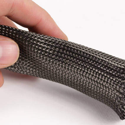 40mm Braided Carbon Fibre Sleeve in Hand
