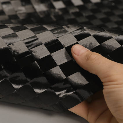 18mm Spread-Tow Plain Weave Carbon Fibre Cloth in hand