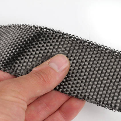 50mm Plain Weave Carbon Fibre Tape Between Fingers