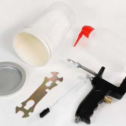CG110 Gelcoat Spray Gun with Accessories Shown from Above