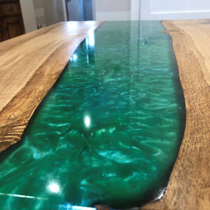 Emerald Green SHIMR River Table by Scottish Woodcraft