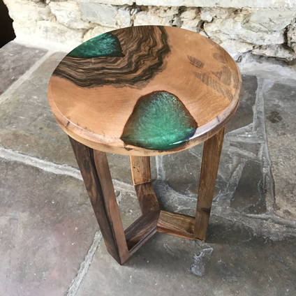 Emerald Green SHIMR and Walnut Table by ManorWood Designs