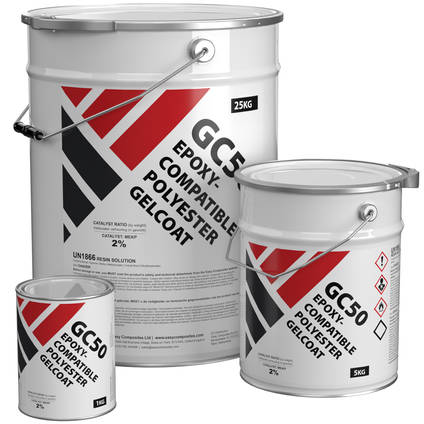GC50 Epoxy Compatible Clear Polyester Gelcoat - Range of Pack Sizes