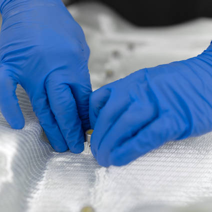 600 g biaxiaal glasweefsel lay-up ingezoomd