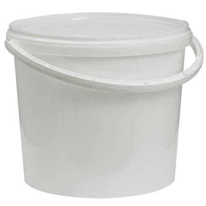 5L White Plastic Mixing Bucket with Lid