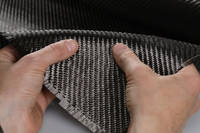 200g 2x2 Twill Black Stuff Low Cost Carbon Fibre Cloth in Hand Thumbnail