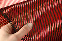Red Carbon Fibre Cloth 2x2 Twill In Hand Closeup Thumbnail